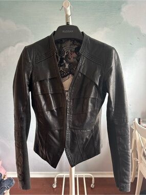 Danier « blink by Danier » Women's Black Leather Jacket with Lace Trim